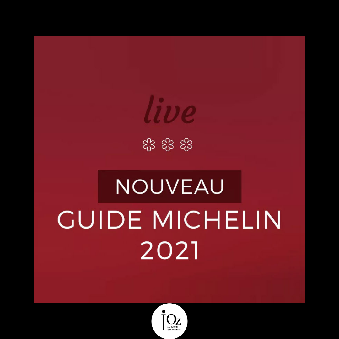 Annonce du nouveau guide Michelin 2021 sur fond rouge
